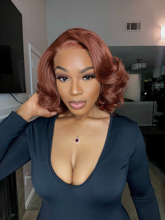 Brown Short Cut Layered Bob 13x4 Lace Front Wig - 006