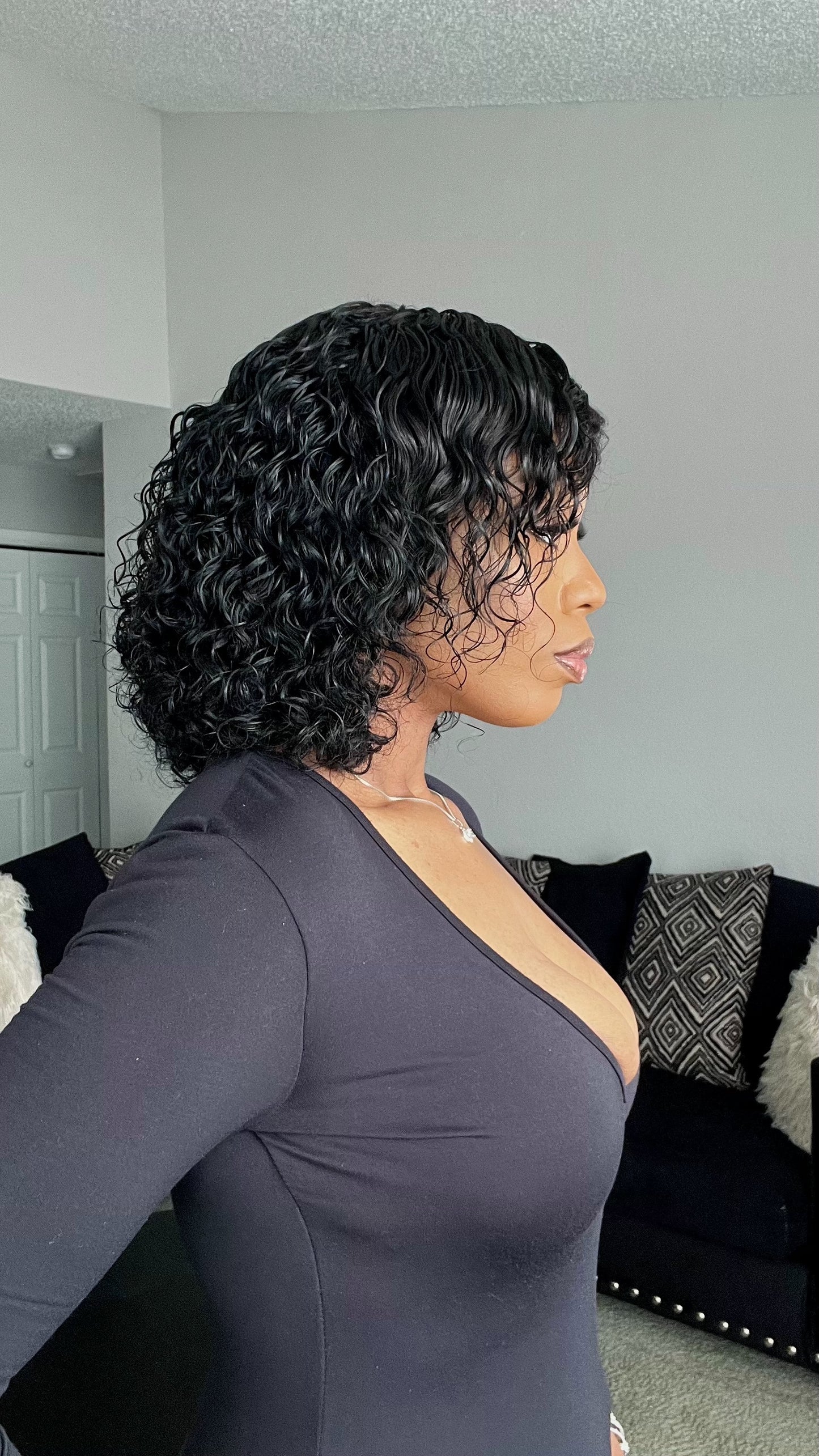 Put on & Go Short Pixie Cut Curly Bob Wig 100% Human Hair - 012