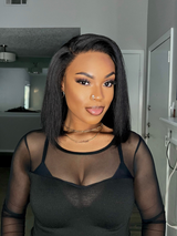 Glueless Natural Yaki Straight 13x4 lace front Bob Wig - 004