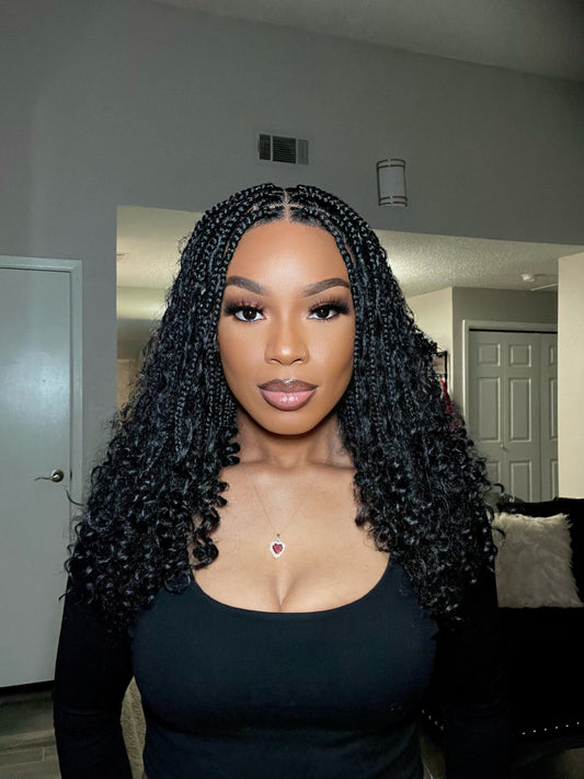 Full Lace Knotless Bohemian Braided Curls Invisi Drawstring Wig - 007