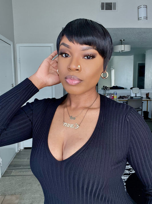 Silken Glide Smooth Full Lace Pixie Cut Human Hair wig - 014