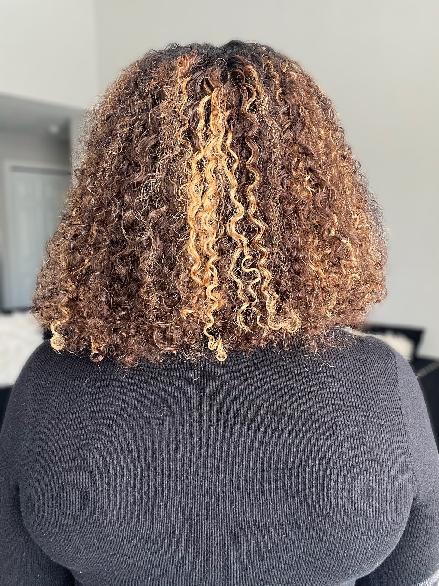 Ombre Brown Blonde Highlight Coily 7x5 Lace Closure Wig - 003