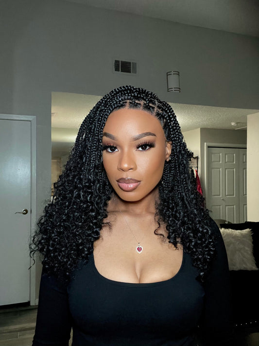 Full Lace Knotless Bohemian Braided Curls Invisi Drawstring Wig - 007