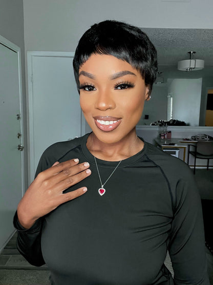 Full Lace Pixie Cut Wig 100% Human Hair - 009