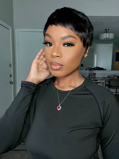 Full Lace Pixie Cut Wig 100% Human Hair - 009