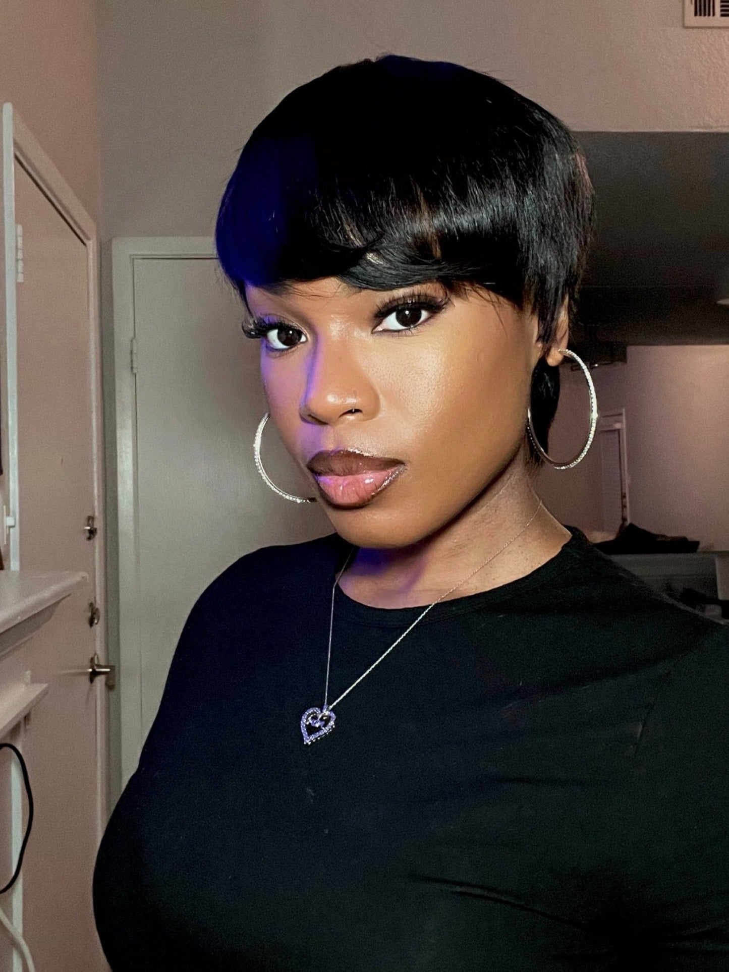 Silken Glide Smooth Full Lace Pixie Cut Human Hair wig - 010