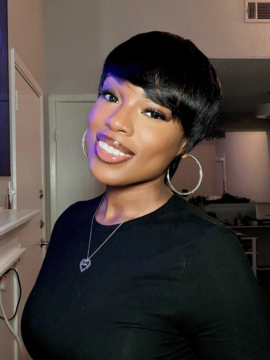 Silken Glide Smooth Full Lace Pixie Cut Human Hair wig - 010