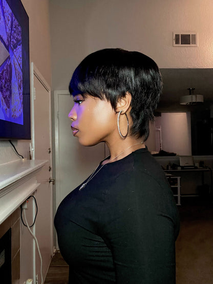 Silken Glide Smooth Full Lace Pixie Cut Human Hair wig - 010