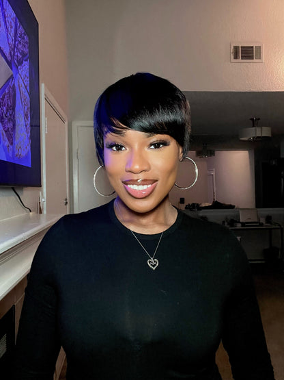 Silken Glide Smooth Full Lace Pixie Cut Human Hair wig - 010