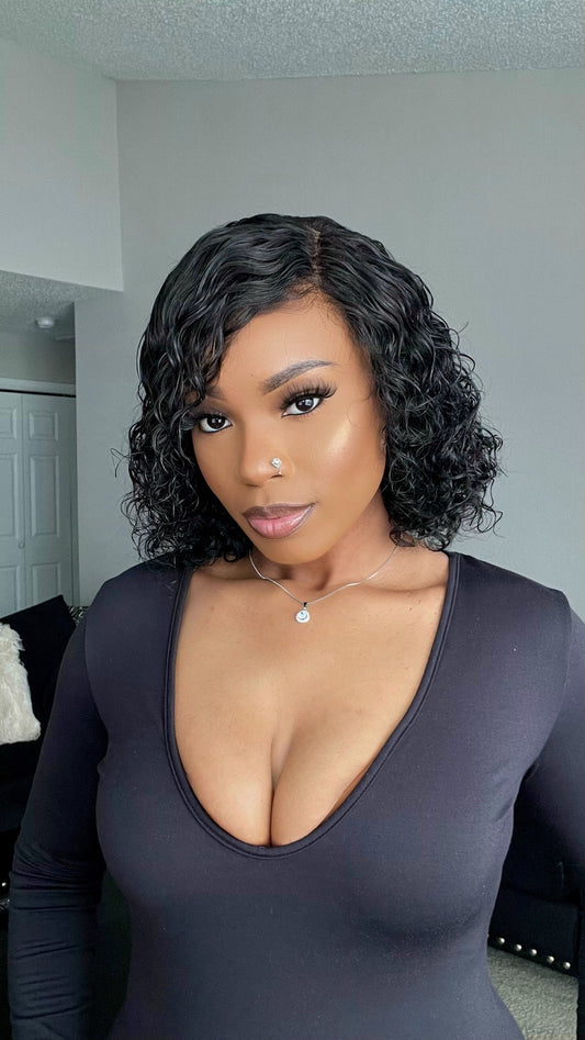 Put on & Go Short Pixie Cut Curly Bob Wig 100% Human Hair - 012