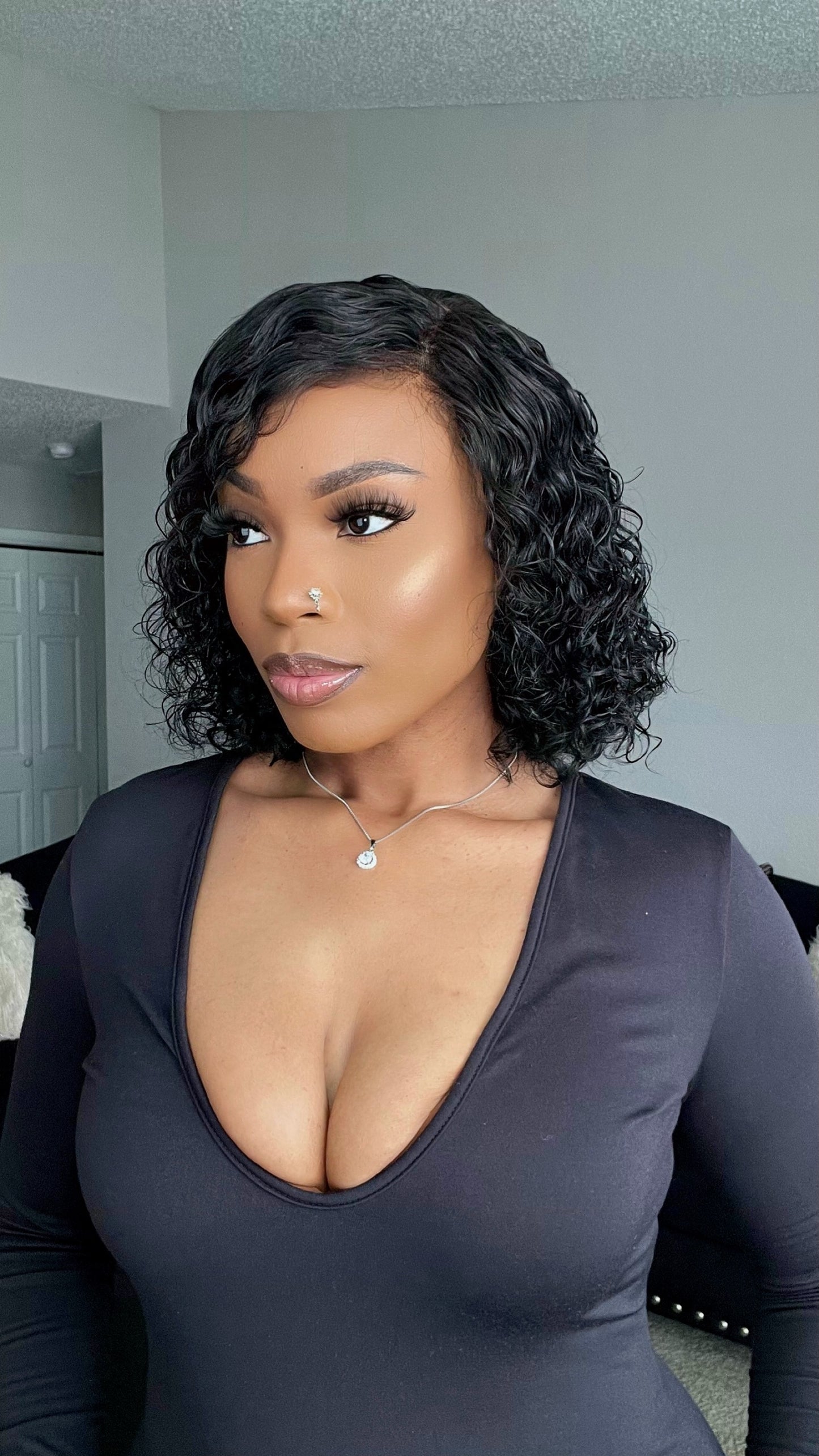 Put on & Go Short Pixie Cut Curly Bob Wig 100% Human Hair - 012