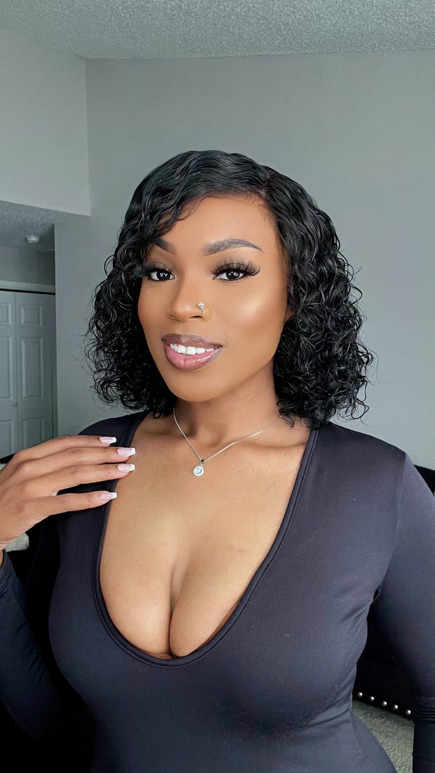 Put on & Go Short Pixie Cut Curly Bob Wig 100% Human Hair - 012