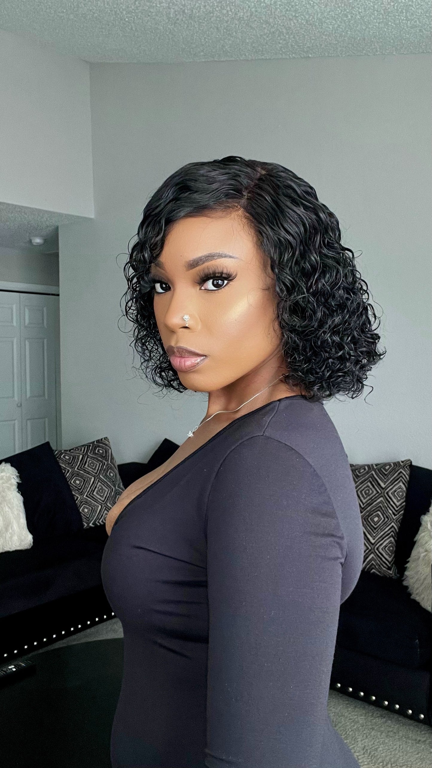 Put on & Go Short Pixie Cut Curly Bob Wig 100% Human Hair - 012