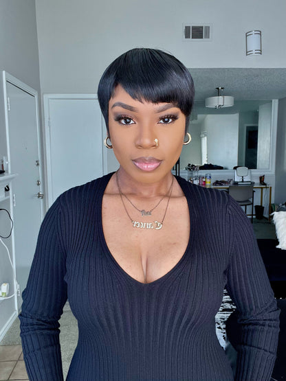 Silken Glide Smooth Full Lace Pixie Cut Human Hair wig - 014