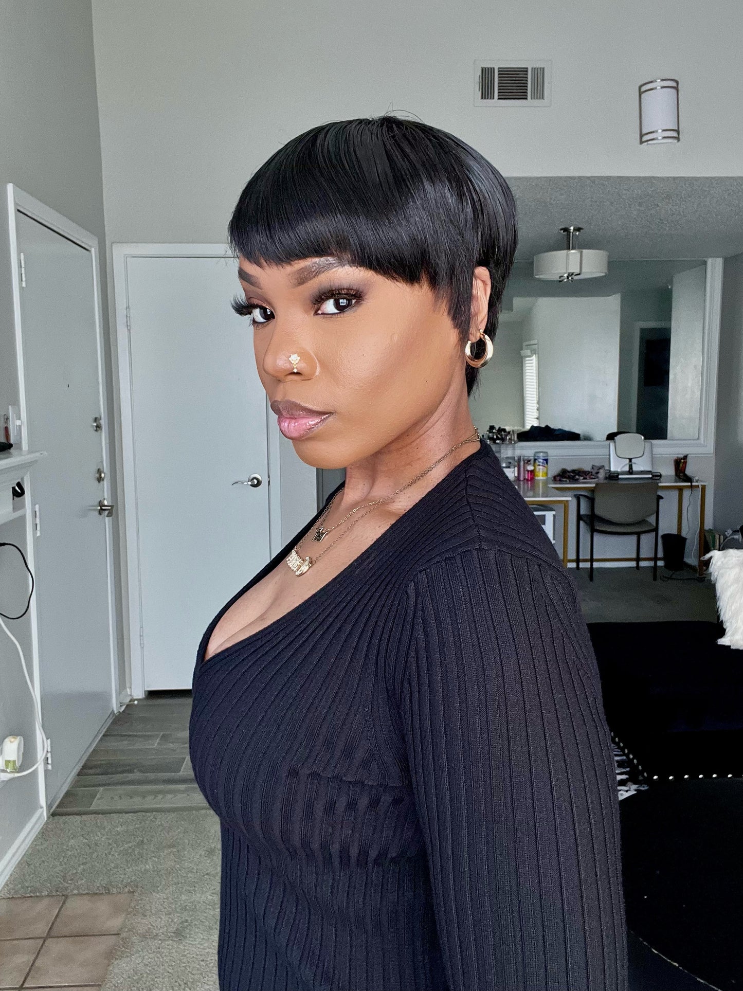 Silken Glide Smooth Full Lace Pixie Cut Human Hair wig - 014