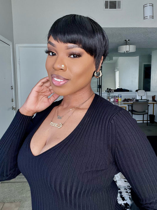 Silken Glide Smooth Full Lace Pixie Cut Human Hair wig - 014