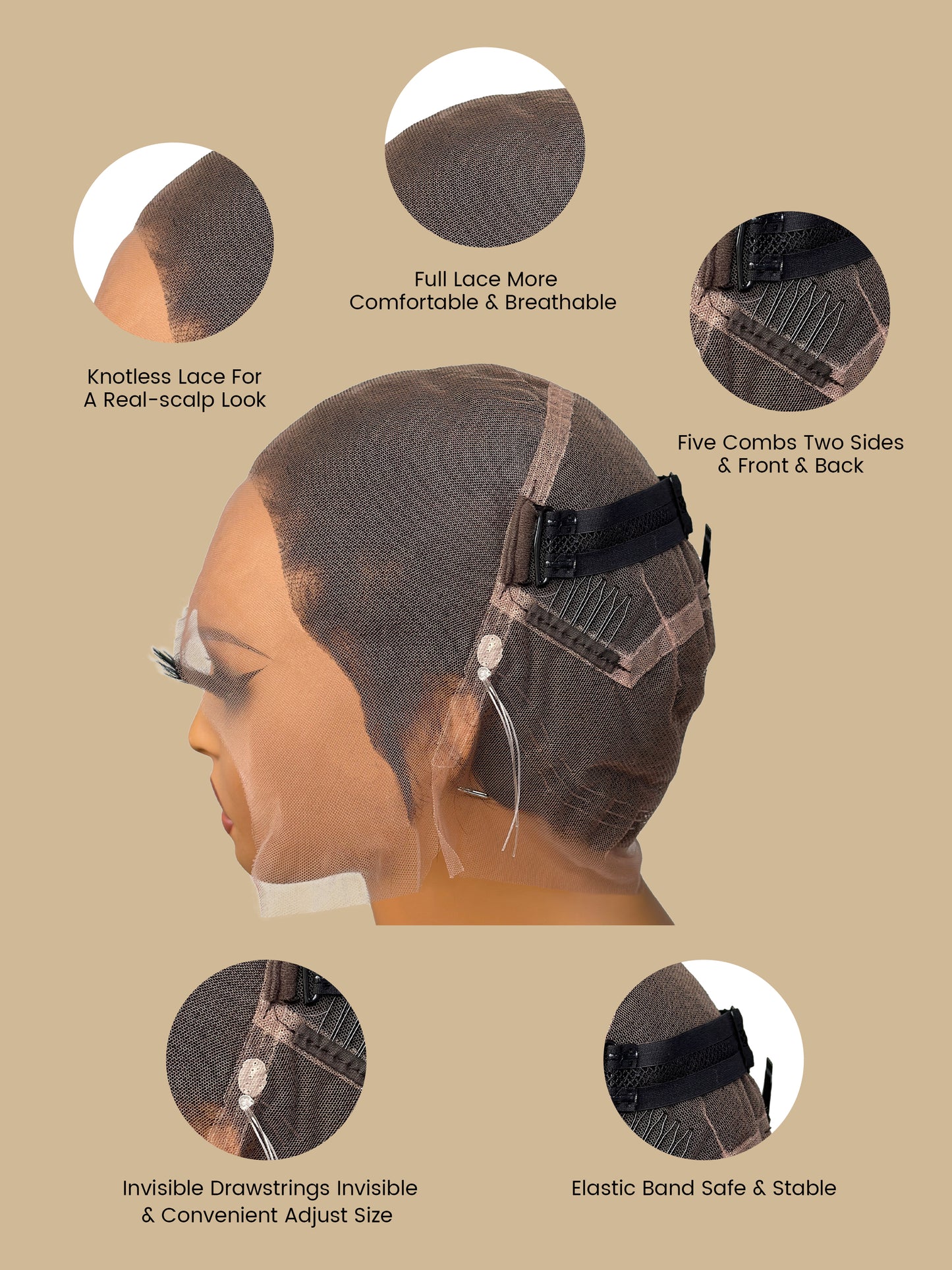 Full Lace Pixie Cut Wig 100% Human Hair - 009