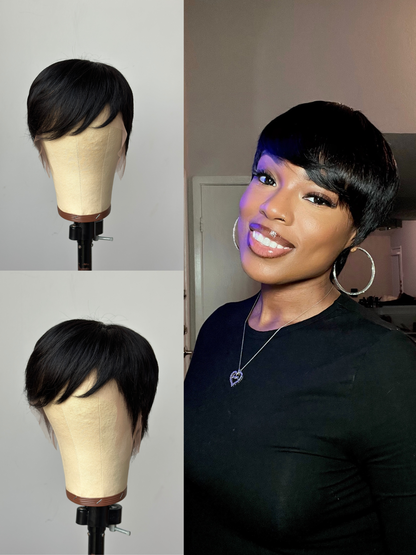 Silken Glide Smooth Full Lace Pixie Cut Human Hair wig - 010
