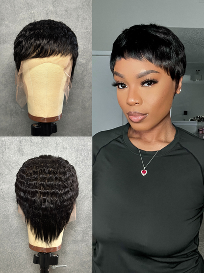 Full Lace Pixie Cut Wig 100% Human Hair - 009